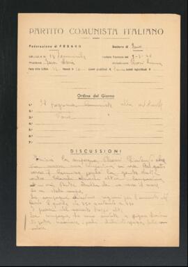 Verbale della riunione del I luglio 1946 della Cellula femminile numero 18 della Sezione di Fano del Partito comunista italiano - PCI