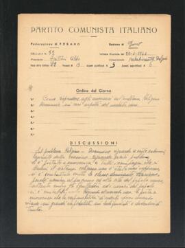 Verbale della riunione del 29 aprile 1946 della Cellula numero 32 della Sezione di Fano del Partito comunista italiano - PCI