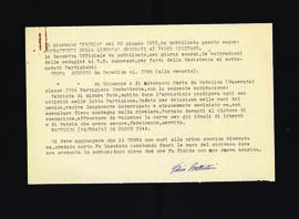 [Nota di Silvio Battistini sulla medaglia al valore militare concessa al partigiano Augusto Cegna]