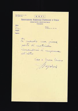 [Lettera di trasmissione di documenti inviata da Siro Lupieri]
