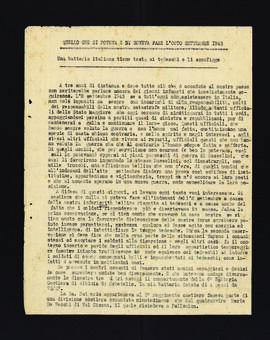 "Quello che si poteva e si doveva fare l'otto settembre 1943. Una batteria italiana tiene testa ai tedeschi e li sconfigge"