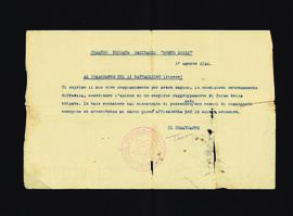 [Lettera di compiacimento del comandante Tino]