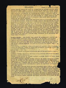 "Pro memoria [sulla situazione della Provincia di Pesaro e Urbino con riferimento all'attività partigiana]"