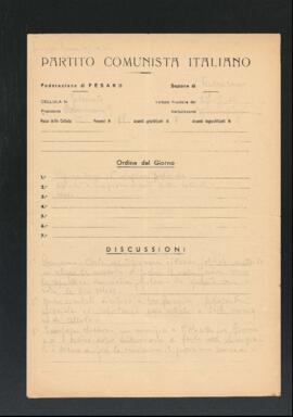 Verbale della riunione del 27 maggio 1946 della Cellula di Falcineto della Sezione di Cuccurano del Partito comunista italiano - PCI