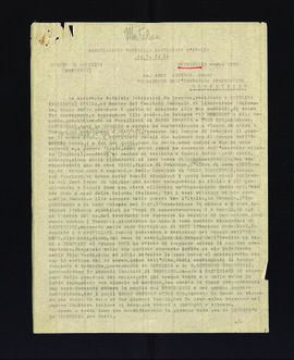 [Lettera di Silvio Battistini sulla consegna di tessere ad honorem alle famiglie dei partigiani Mohamed Raghè e Thur Nur]