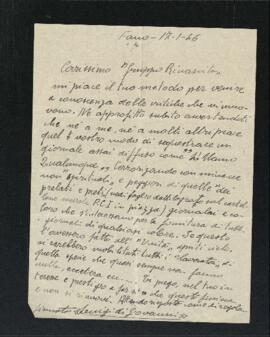 Lettera di Luigi Di Giovanni per il Gruppo Rinascita di Fano