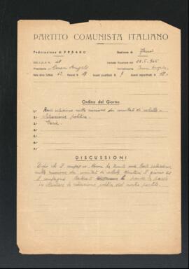 Verbale della riunione del 23 giugno 1946 della Cellula numero 48 della Sezione di Fano del Partito comunista italiano - PCI