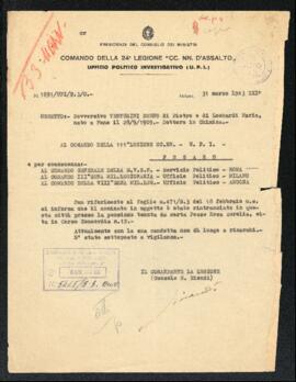 Lettera del Comandante della 24a Legione CC.NN. d'assalto