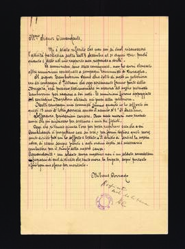 [Lettera di Corrado Bibone sulla sua richiesta di riconoscimento della qualifica di patriota]