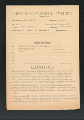 Verbale della riunione del 17 maggio 1946 della Cellula numero 1 della Sezione di Fano del Partito comunista italiano - PCI