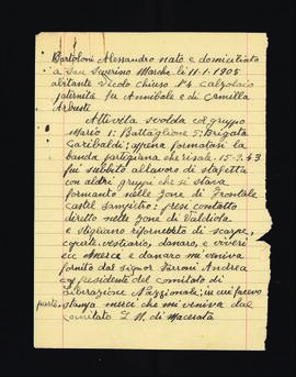 [Nota autobiografica di Alessandro Bartoloni]