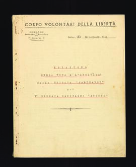 "Relazione sulla vita e l'attività della Brigata Garibaldi poi V Brigata Garibaldi Ancona"