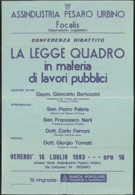"La legge quadro in materia di lavori pubblici"