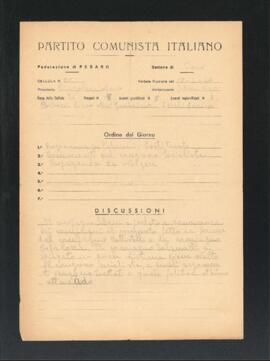 Verbale della riunione del 17 aprile 1946 della Cellula numero 20 della Sezione di Fano del Partito comunista italiano - PCI