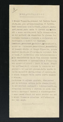 "Presentazione [dei gruppi Rinascita]"