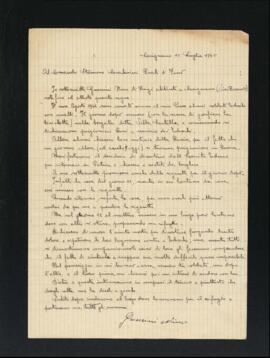 Lettera di Nino Guescini per il Comando della Stazione dei Carabinieri di Fano