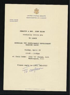 Lettera di invito di John Heinz a Giorgio Tornati