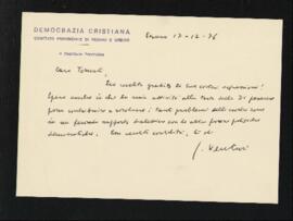 Lettera di Giovanni Maria Venturi a Giorgio Tornati