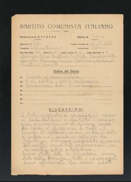 Verbale della riunione del 15 maggio 1946 della Cellula numero 20 della Sezione di Fano del Partito comunista italiano - PCI
