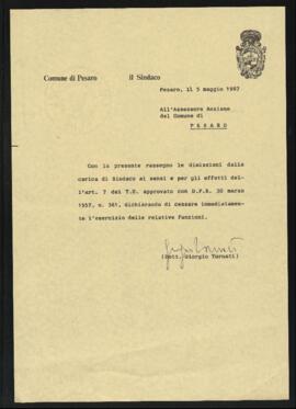 Lettera di dimissioni di  Giorgio Tornati