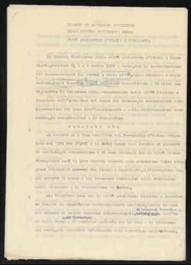 "Disegno di documento conclusivo della settima conferenza delle città adriatiche d'Italia e Jugoslavia"