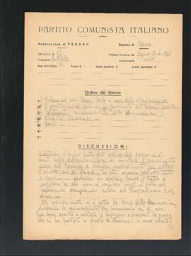 Verbale della riunione del 12 aprile 1946 della Cellula numero 15 della Sezione di Fano del Partito comunista italiano - PCI